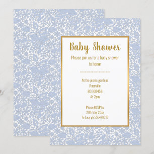 INVITATION BÉBÉ BLEU LACE OR TRIM BABY SHOWER ÉLÉGANT