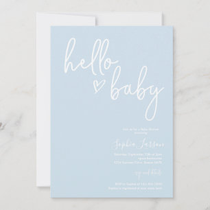 Invitation Bébé Bleu Minimaliste Moderne Baby shower Boho