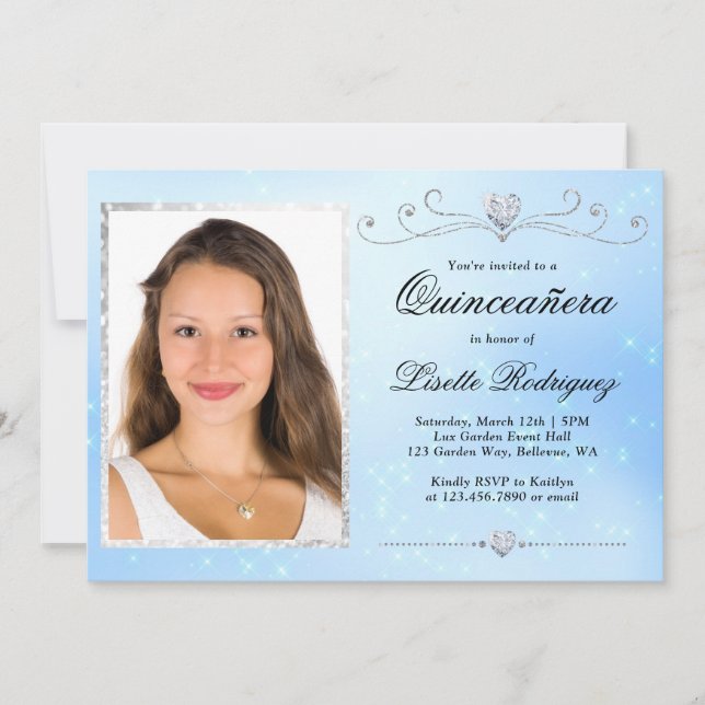 Invitation Bébé bleu photo Quinceanera (Devant)