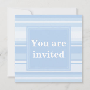Invitation Bébé bleu rayures simple élégant