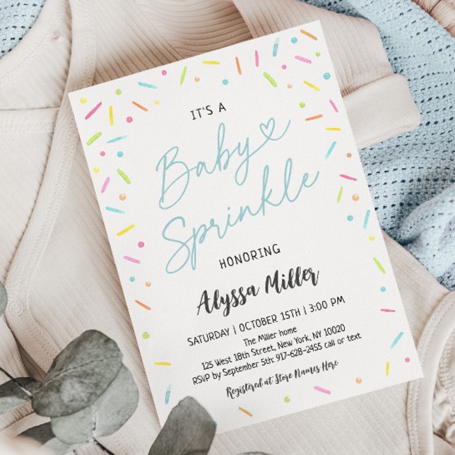 Invitation Bébé bleu saupoudré (Créateur téléchargé)