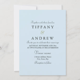 Invitation Bébé Bleu Simple Élégante Typographie Mariage Invi