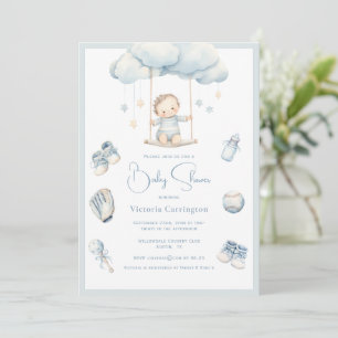 Invitation Bébé bleu sur le Baby shower de garçon nuageux