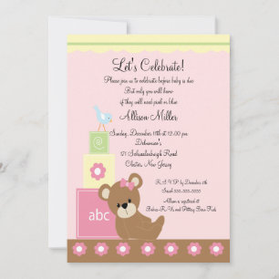 Invitation Bébé Blocs Bébé Fille Douche