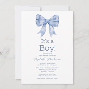 Invitation Bébé Boeuf Bleu Dans Baby shower En Fleur