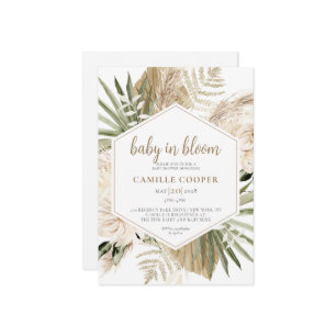 Invitation Bébé Boho En Fleur Pampas Herbe