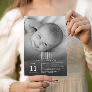 Invitation Bébé Bonjour Photo Moderne   Fête Sip And See