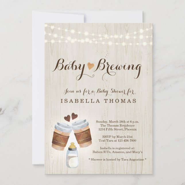 Invitation Bébé brassage café ou Baby shower de thé Invitatio (Devant)