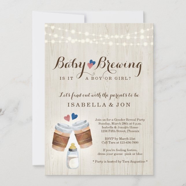 Invitation Bébé brassage café ou thé Reveal Party Inv (Devant)