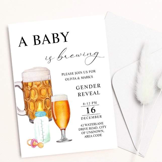 Invitation Bébé brasse Bière et bouteille Révélation de genre (Créateur téléchargé)