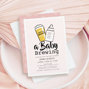Invitation Bébé brasse de la bière Biberon rose Baby Shower