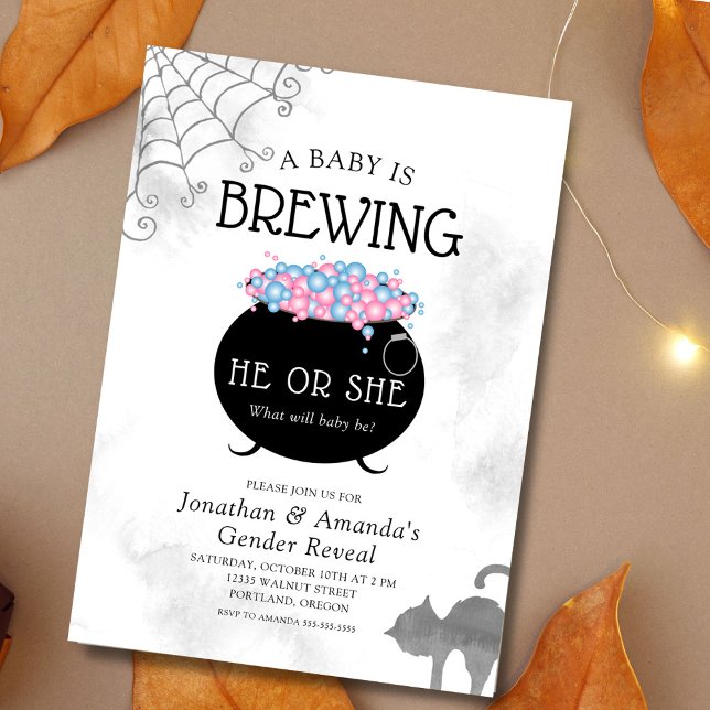 Invitation Bébé brasse Halloween Genre Reveal Party (Créateur téléchargé)