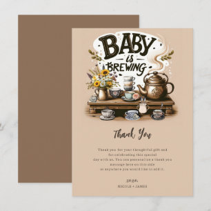 Invitation Bébé brasse Rustique Thé Kettle Peach Merci