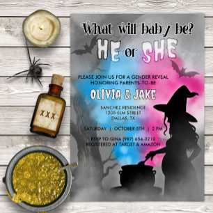 Invitation Bébé brasser sorcière Éffrayante Halloween Révélat