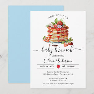 Invitation Bébé Brunch Douche crêpe bleu