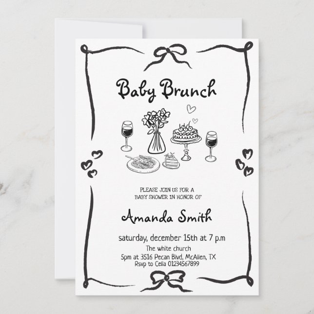 Invitation Bébé Brunch Sexe Baby shower neutre (Devant)