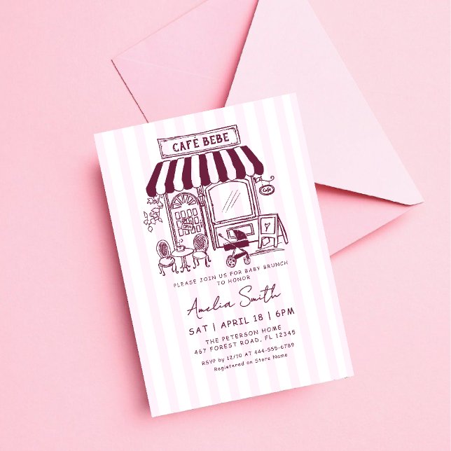 Invitation Bebe Cafe Home café thème fille Baby shower (Créateur téléchargé)