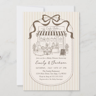 Invitation Bebe Cafe Parisian Marron Fete de Naissance