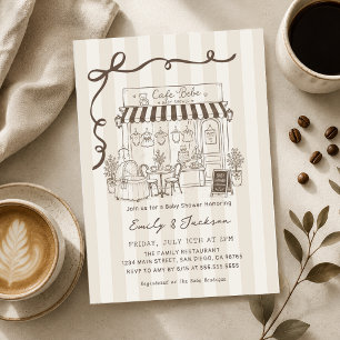 Invitation Bebe Café Thème Parisien Nœud Papillon Café Fête d