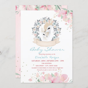 Invitation Bébé Cerf Floral Drive Par Baby shower
