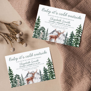Invitation Bébé cerf Il fait froid dehors Baby shower garçon