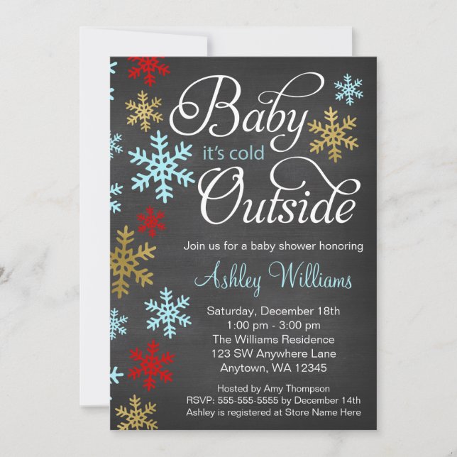 Invitation Bébé C'est froid à l'extérieur Baby shower de tabl (Devant)