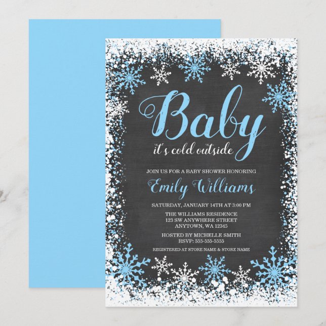 Invitation Bébé, c'est froid à l'extérieur du Baby shower des (Devant / Derrière)