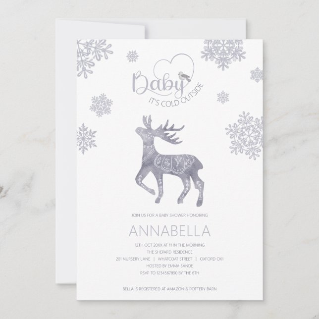 Invitation Bébé, c'est froid à l'extérieur du Baby shower nor (Devant)