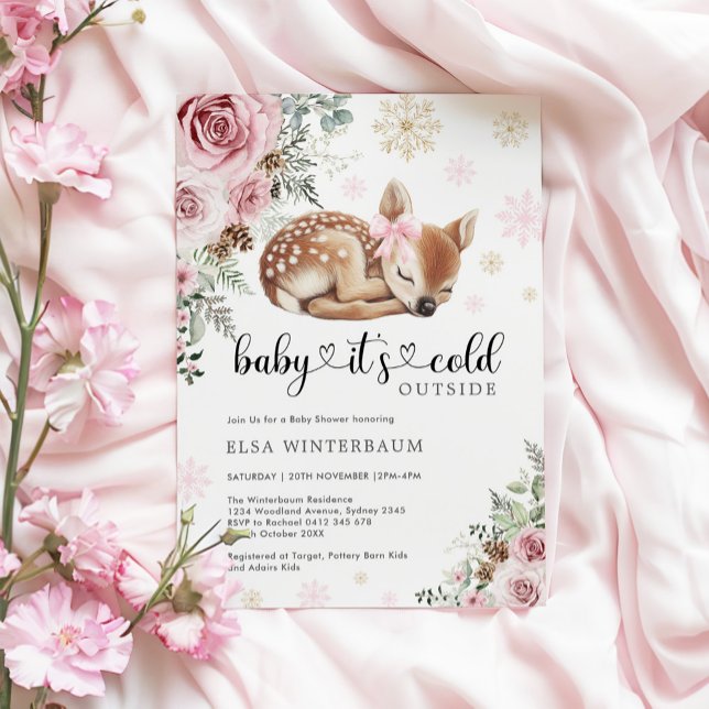 Invitation Bébé C'est froid à l'extérieur du cerf Baby shower (Créateur téléchargé)