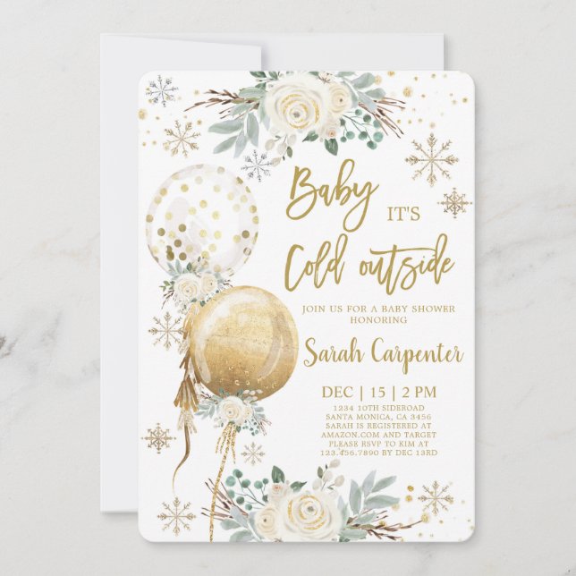 Invitation Bébé c'est froid dehors Baby shower de Noël (Devant)