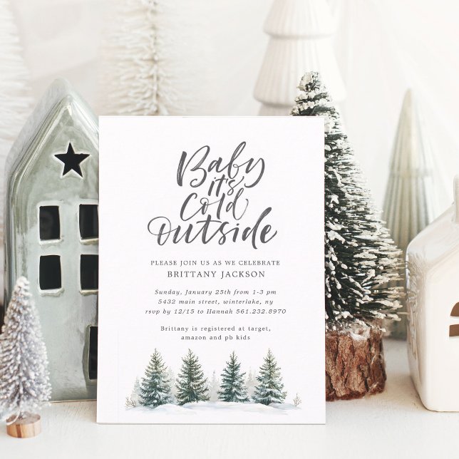 Invitation Bébé c'est froid dehors Baby shower de pins (Créateur téléchargé)