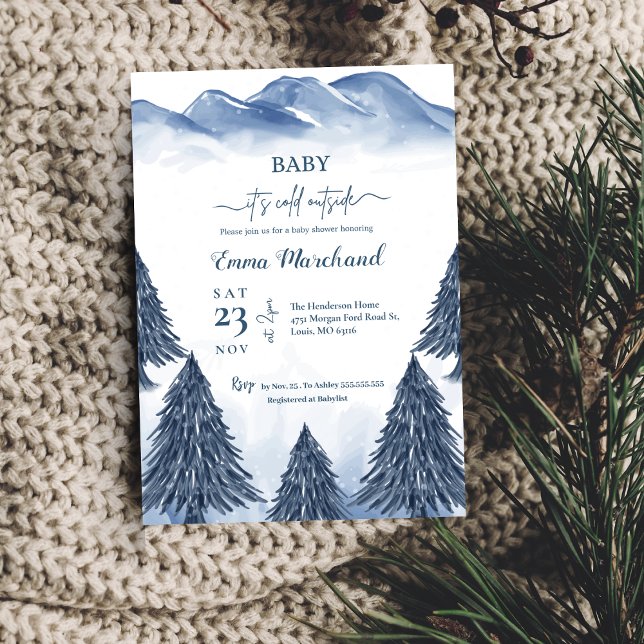 Invitation Bébé c'est froid dehors baby shower d'hiver bleu (Créateur téléchargé)