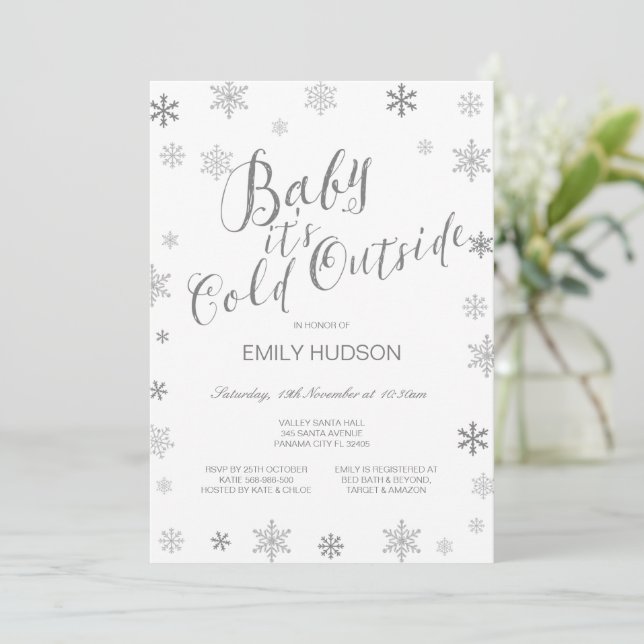 Invitation Bébé C'est Froid Dehors Baby Shower Modifiable (Debout devant)