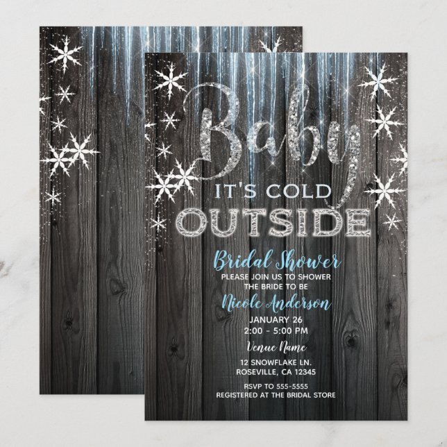 Invitation Bébé c'est froid dehors Fête des mariées d'hiver r (Devant / Derrière)