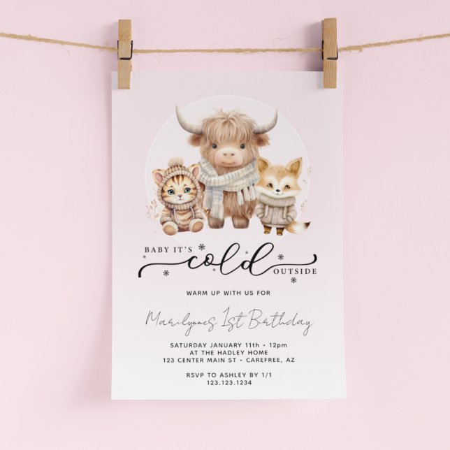 Invitation Bébé C'est froid dehors fille 1er anniversaire (Créateur téléchargé)