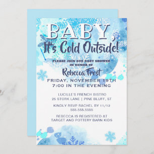 Invitation Bébé, c'est froid dehors, flocons de neige Douche