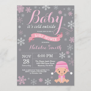 Invitation Bébé, c'est froid hors du Baby shower de la fille 