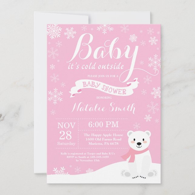Invitation Bébé, c'est froid hors du Baby shower de la fille  (Devant)