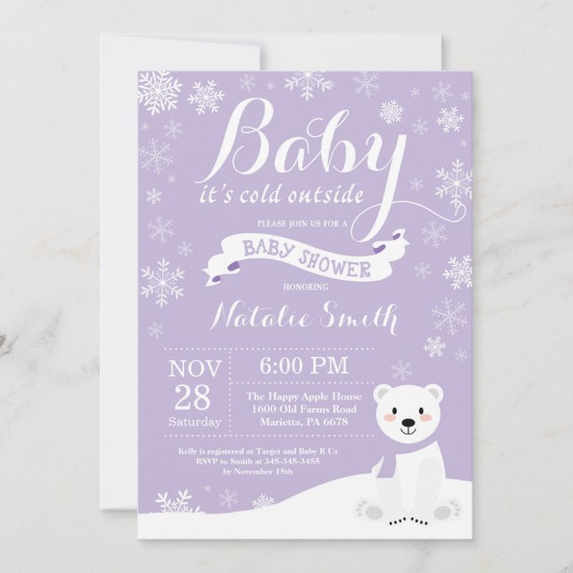 Invitation Bébé, c'est froid hors du Baby shower des filles d (Devant)