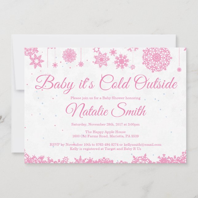 Invitation Bébé, c'est froid hors du Baby shower des flocons  (Devant)