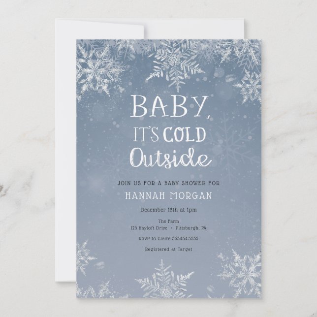 Invitation Bébé c'est le Baby shower de Flamme de neige froid (Devant)