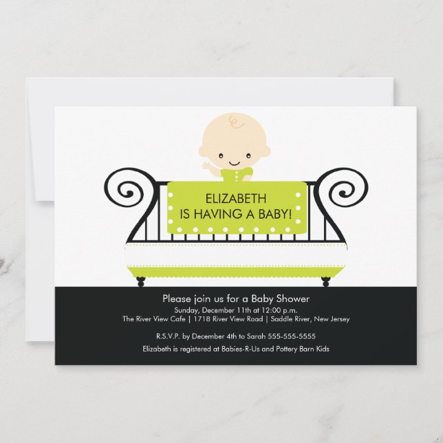 Invitation BÉBÉ chic dans le Baby shower des lits d'enfant In (Devant)