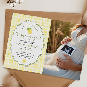 Invitation Bébé Citron Shower Photo Jaune Gingham
