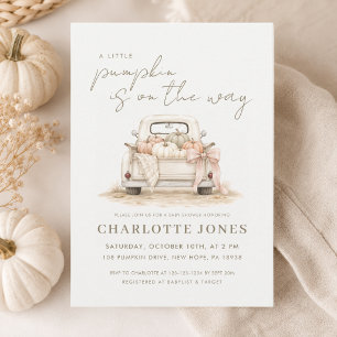 Invitation Bébé Citrouille Automne Camion Vintage Shower