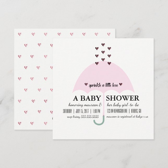 Invitation BÉBÉ & CO Sprinkle Love Pink Girl Baby shower (Devant / Derrière)