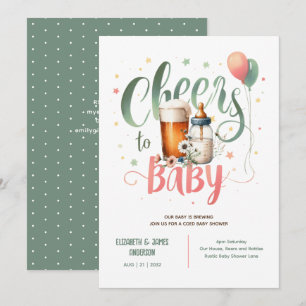 Invitation BÉBÉ COED Bières brasseuses Bouteilles Cheers Fleu