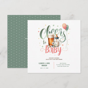 Invitation BÉBÉ COED Bières brasseuses Bouteilles Cheers Fleu