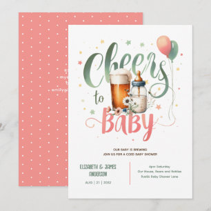 Invitation BÉBÉ COED Bières brasseuses Bouteilles Cheers Fleu