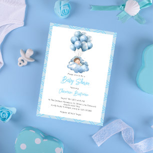 Invitation Bébé couchage Nuages Baby shower garçon