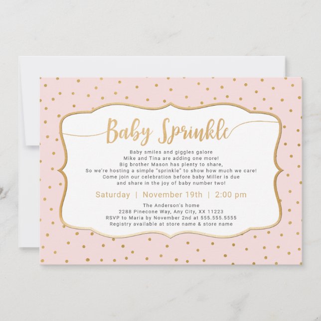 Invitation Bébé couleur personnalisée Saupoudrer de confettis (Devant)